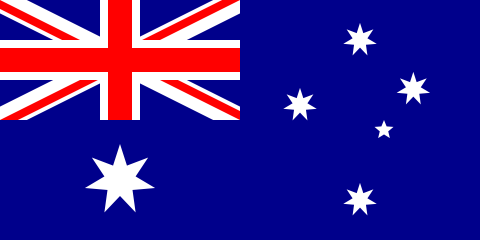 Sześć białych gwiazd oraz flaga monarchii brytyjskiej umieszczone na ciemno-niebieskim tle.